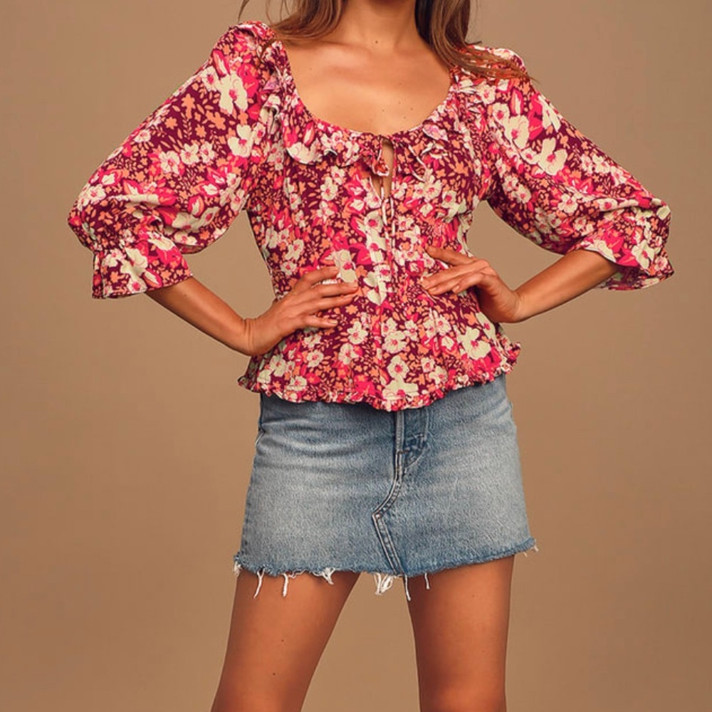 Free People sweet memories floral top